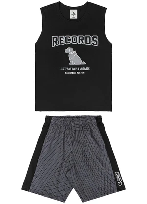 Conjunto Regata Dry Fit Bermuda Quimby Preto - QUIMBY