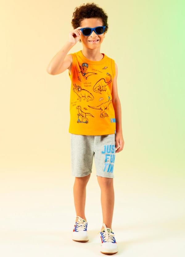 Cativa Kids - Conjunto Regata e Bermuda Amarelo