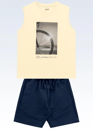 Fakini Kids - Conjunto Regata e Bermuda Amarelo - FAKINI KIDS