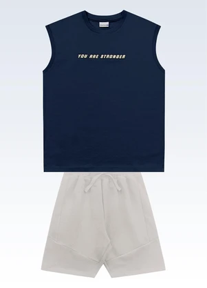 Fakini Kids - Conjunto Regata e Bermuda Azul - FAKINI KIDS