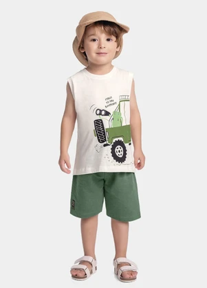 Fakini Kids - Conjunto Regata e Bermuda Bege - FAKINI KIDS