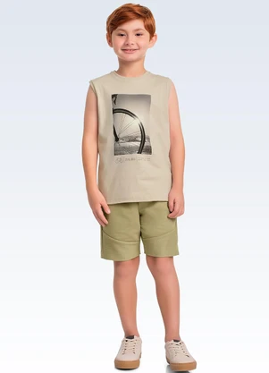 Fakini Kids - Conjunto Regata e Bermuda Bege - FAKINI KIDS