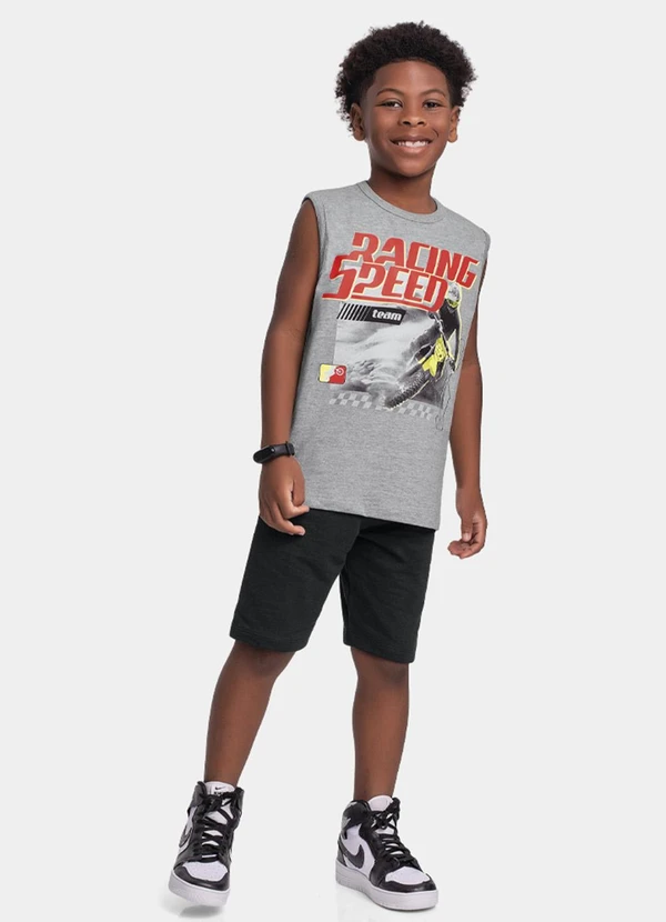 Fakini Kids - Conjunto Regata e Bermuda Cinza
