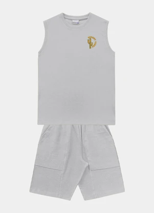 Fakini Kids - Conjunto Regata e Bermuda Cinza - FAKINI KIDS