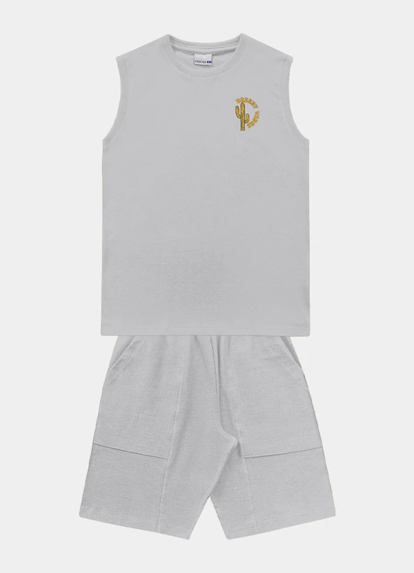 Fakini Kids - Conjunto Regata e Bermuda Cinza