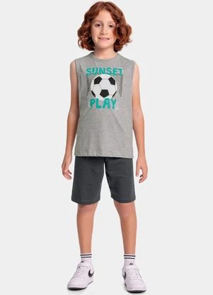 Fakini Kids - Conjunto Regata e Bermuda Cinza - FAKINI KIDS