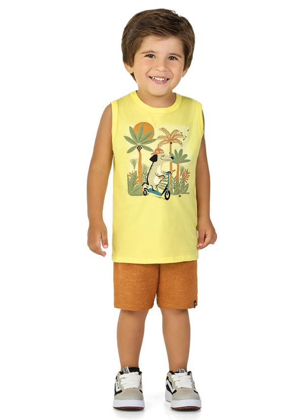 Marlan - Conjunto Regata e Bermuda em Moletinho Amarelo