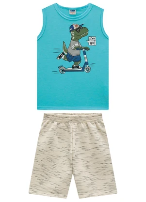 Marlan - Conjunto Regata e Bermuda em Moletinho Azul - MARLAN