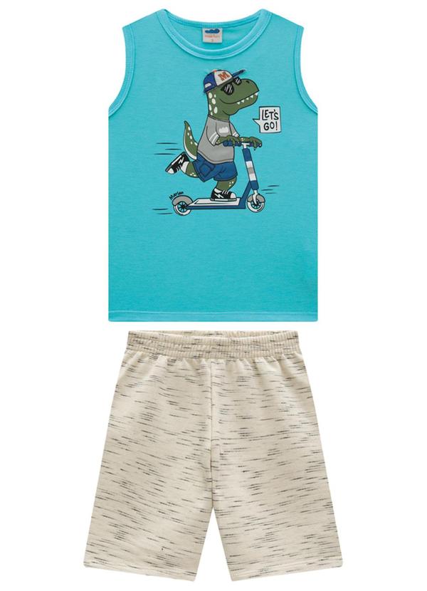 Marlan - Conjunto Regata e Bermuda em Moletinho Azul