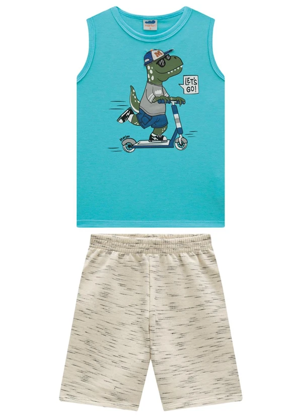 Marlan - Conjunto Regata e Bermuda em Moletinho Azul