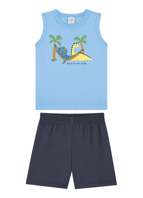 Marlan - Conjunto Regata e Bermuda em Moletinho Azul 1