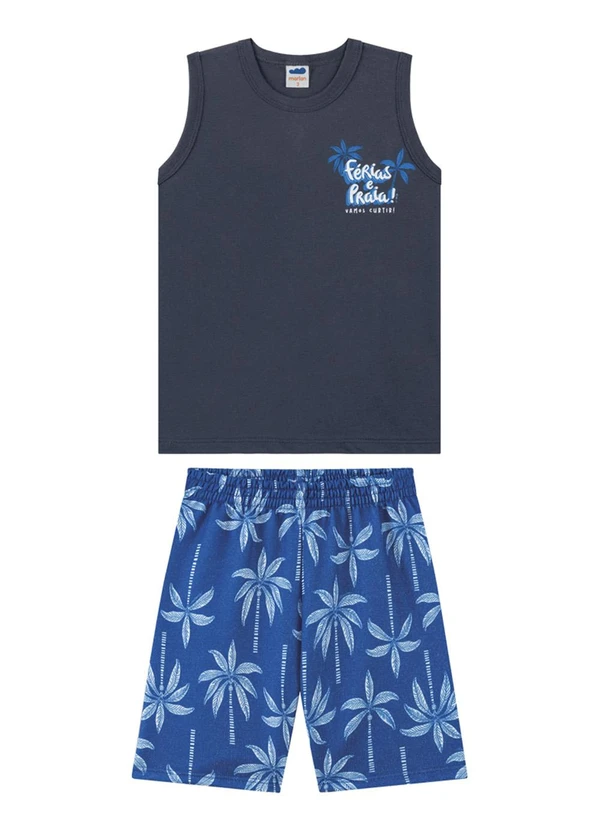 Marlan - Conjunto Regata e Bermuda em Moletinho Azul 1