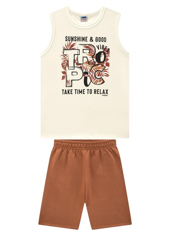 Marlan - Conjunto Regata e Bermuda em Moletinho Bege