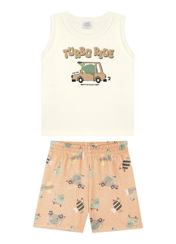 Marlan - Conjunto Regata e Bermuda em Moletinho Bege 2