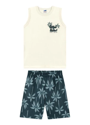 Marlan - Conjunto Regata e Bermuda em Moletinho Bege - MARLAN