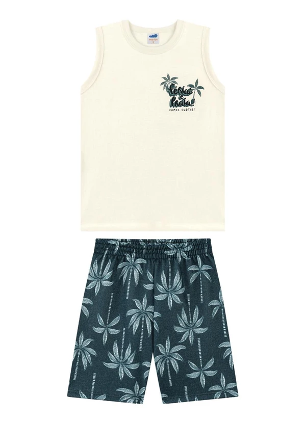 Marlan - Conjunto Regata e Bermuda em Moletinho Bege