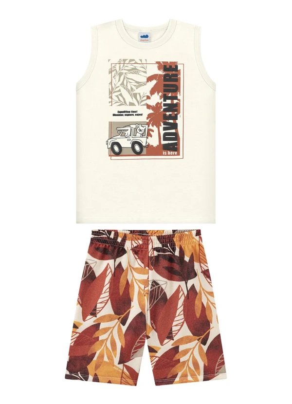 Marlan - Conjunto Regata e Bermuda em Moletinho Bege