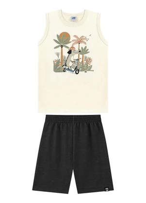 Marlan - Conjunto Regata e Bermuda em Moletinho Bege - MARLAN