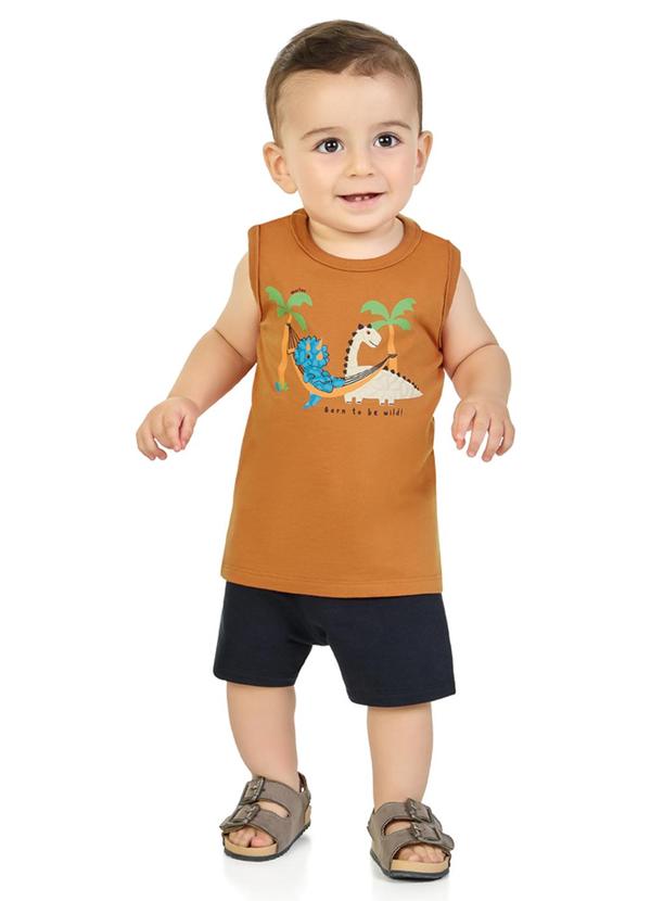 Marlan - Conjunto Regata e Bermuda em Moletinho Marrom 1