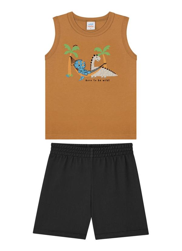 Marlan - Conjunto Regata e Bermuda em Moletinho Marrom 2