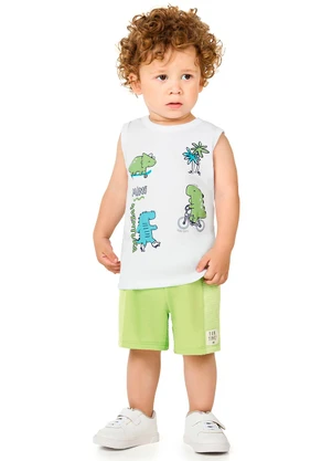 Marlan - Conjunto Regata e Bermuda em Moletinho Menino Bran - MARLAN