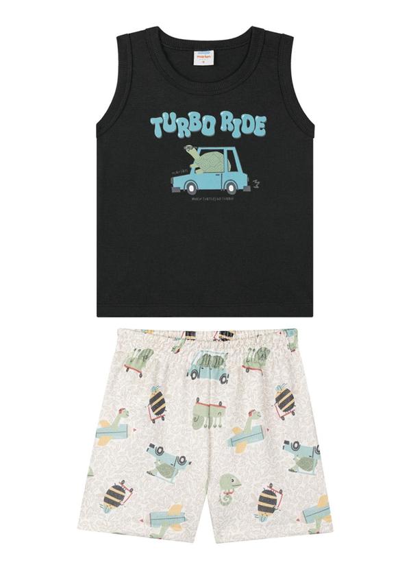 Marlan - Conjunto Regata e Bermuda em Moletinho Preto 1