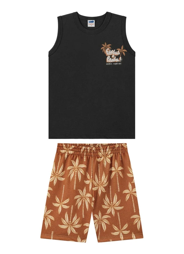 Marlan - Conjunto Regata e Bermuda em Moletinho Preto 2