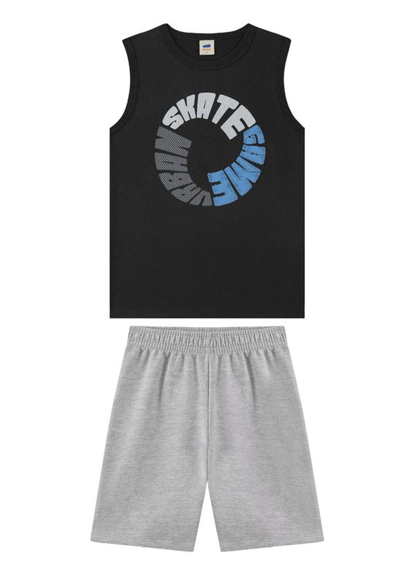 Marlan - Conjunto Regata e Bermuda em Moletinho Preto 1