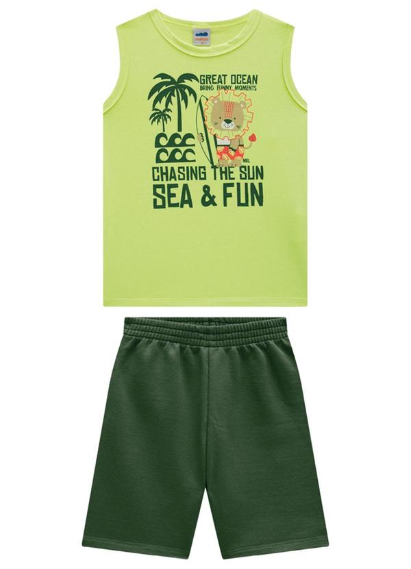 Marlan - Conjunto Regata e Bermuda em Moletinho Verde