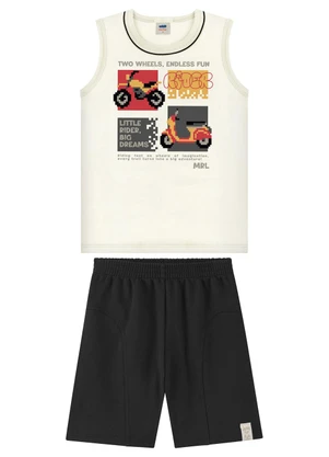 Marlan - Conjunto Regata e Bermuda Estampa Puff Bege - MARLAN