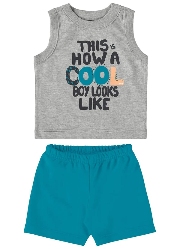 Guloseima - Conjunto Regata e Bermuda Infantil Cinza