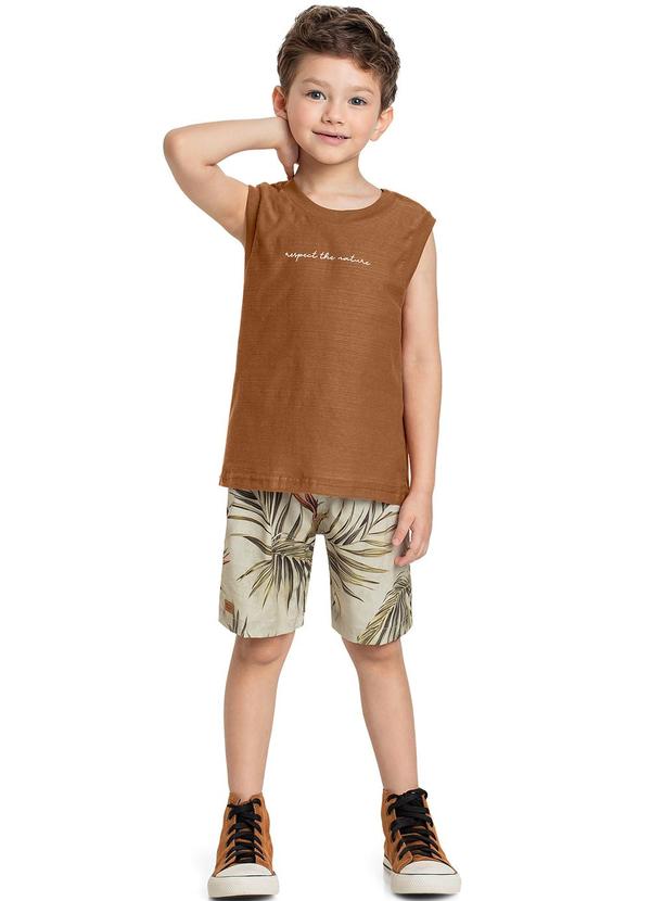 Quimby - Conjunto Regata e Bermuda Infantil Marrom