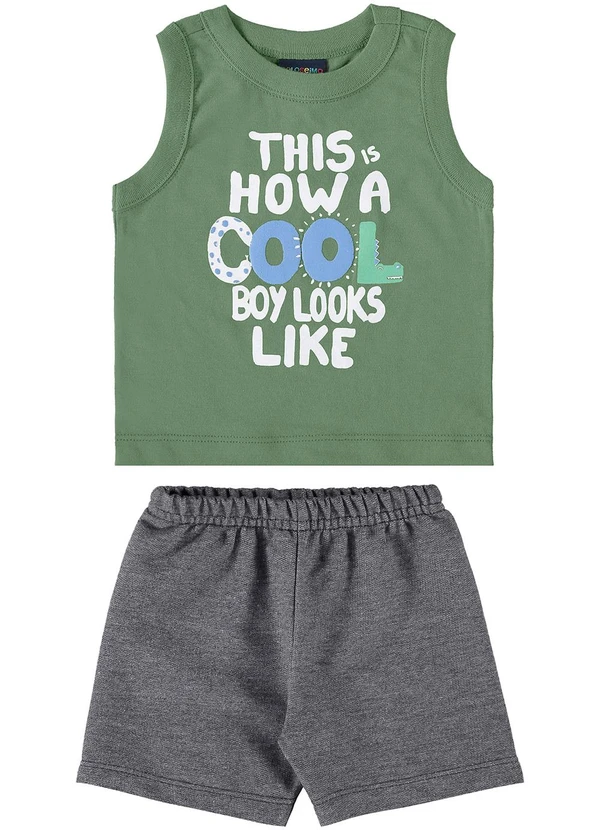 Guloseima - Conjunto Regata e Bermuda Infantil Verde
