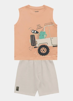 Fakini Kids - Conjunto Regata e Bermuda Laranja - FAKINI KIDS