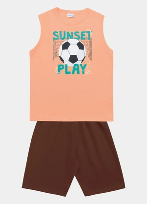 Fakini Kids - Conjunto Regata e Bermuda Laranja - FAKINI KIDS