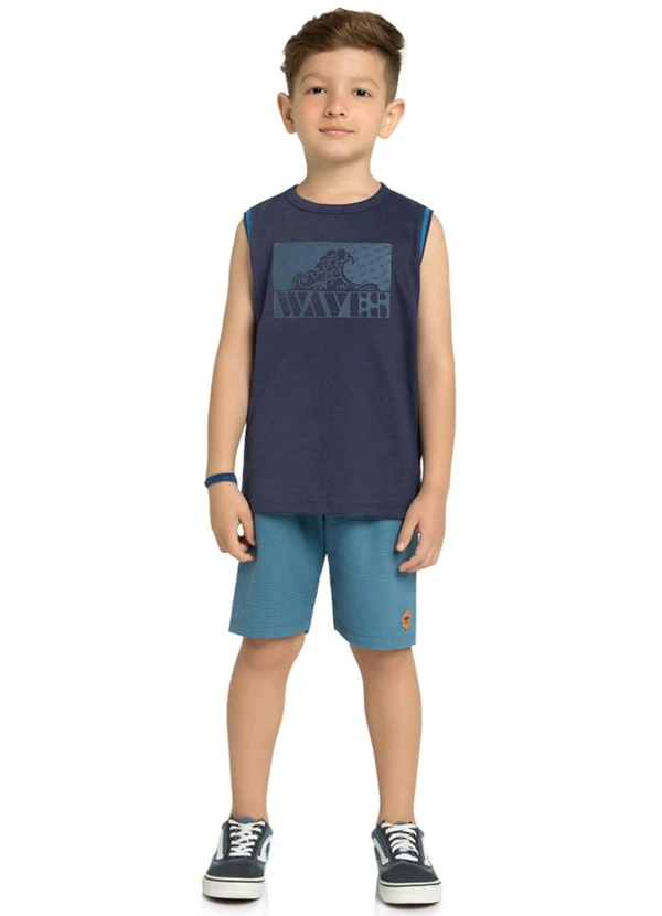 Marlan - Conjunto Regata e Bermuda Listra Relevo Azul 1