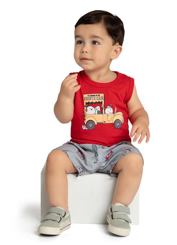 Marlan - Conjunto Regata e Bermuda Little Fruit Vermelho