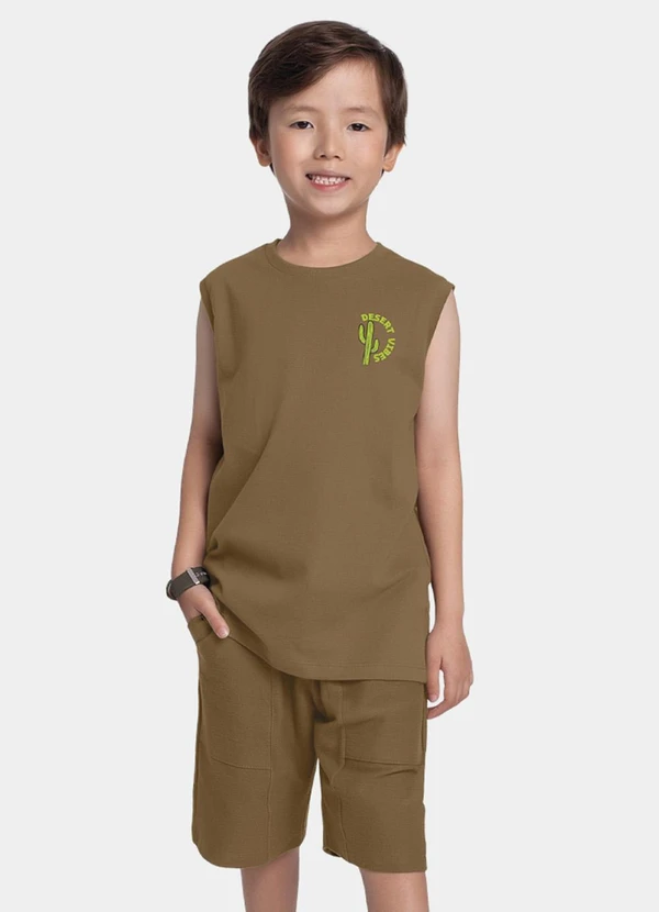 Fakini Kids - Conjunto Regata e Bermuda Marrom 2