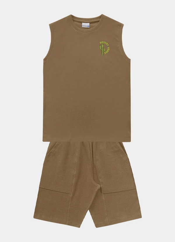 Fakini Kids - Conjunto Regata e Bermuda Marrom 5
