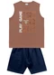 Fakini Kids - Conjunto Regata e Bermuda Cinza - variação: Marrom