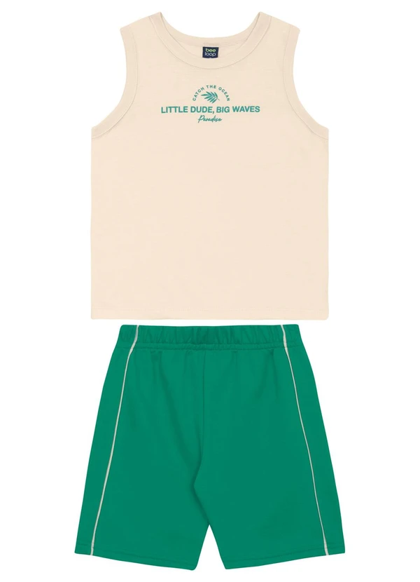 Bee Loop - Conjunto Regata e Bermuda Menino Bee Loop Bege