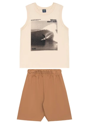 Conjunto Regata e Bermuda Menino Bee Loop Bege - BEE LOOP