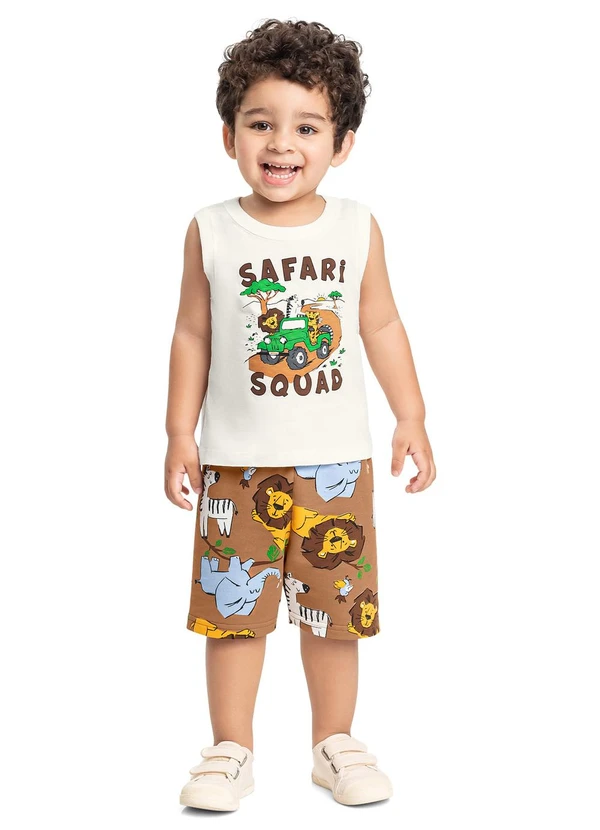 Bee Loop - Conjunto Regata e Bermuda Menino Bee Loop Branco