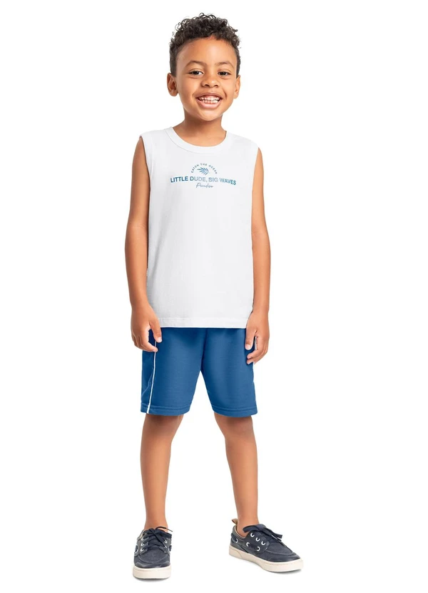 Bee Loop - Conjunto Regata e Bermuda Menino Bee Loop Branco