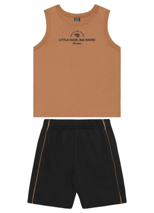 Conjunto Regata e Bermuda Menino Bee Loop Marrom - BEE LOOP