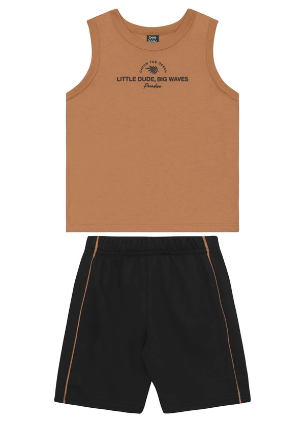 Bee Loop - Conjunto Regata e Bermuda Menino Bee Loop Marrom