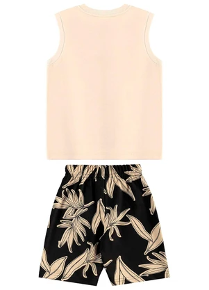 Bee Loop - Conjunto Regata e Bermuda Menino Bege - BEE LOOP