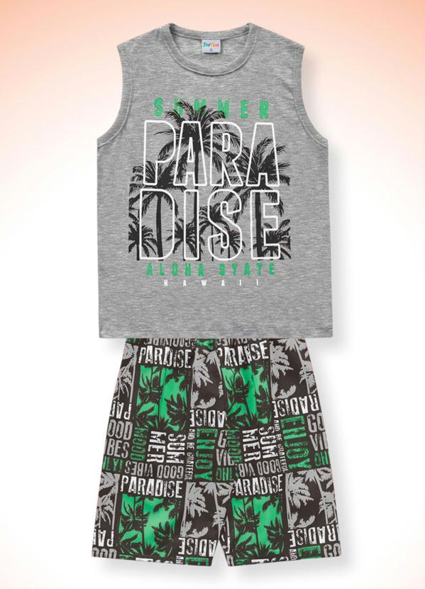 For Fun - Conjunto Regata e Bermuda Menino Cinza 1