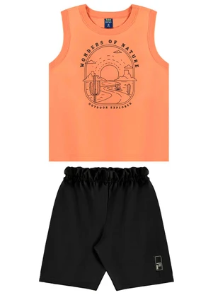 Bee Loop - Conjunto Regata e Bermuda Menino Laranja - BEE LOOP