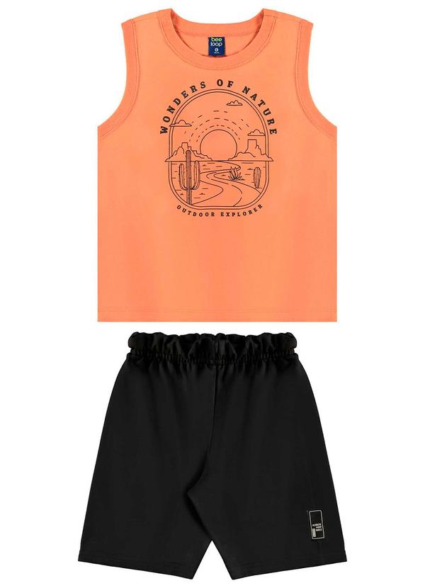 Bee Loop - Conjunto Regata e Bermuda Menino Laranja